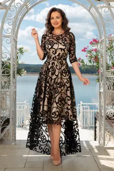 Rochie de ocazie asimetrica Francesca cu model din catifea si dublura bej imagine