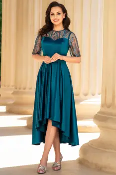 Rochie de ocazie asimetrica turquoise Deniz imagine