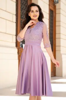 Rochie de ocazie midi lila Lucrezia din tafta cu broderie imagine