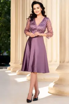 Rochie de ocazie mov Alesia in clos cu bust paietat imagine