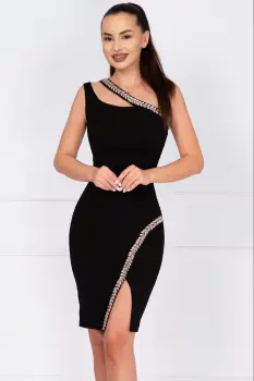 Rochie de ocazie neagra Florence decorata cu pietre sclipitoare imagine