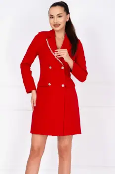 Rochie de ocazie rosie tip sacou Nadina decorata cu strassuri imagine