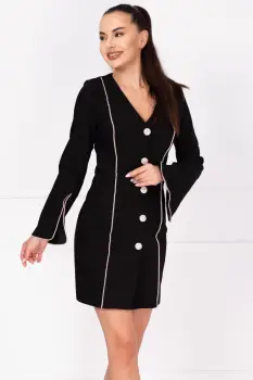 Rochie de ocazie tip sacou cu benzi pretioase din strassuri argintii imagine