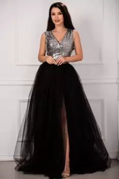 Rochie de seara Cinderella din tulle cu paiete argintii imagine