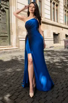 Rochie de seara din lycra Gisella albastra in degrade imagine