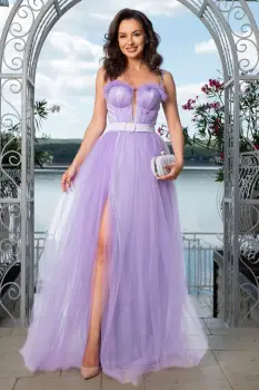 Rochie de seara lila din tulle cu corset imagine
