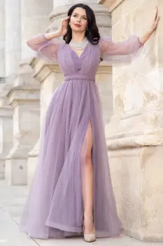 Rochie de seara lunga eleganta rose Esmeralda cu glitter imagine