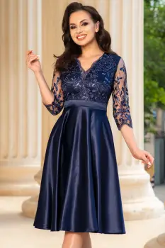 Rochie eleganta midi in clos Inna bleumarin imagine
