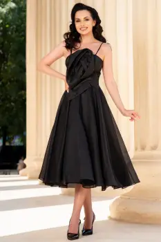 Rochie eleganta neagra din organza Catherine cu floare maxi imagine