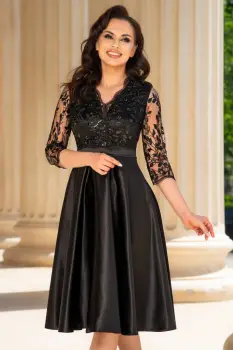 Rochie neagra eleganta midi in clos Inna imagine