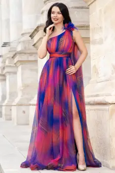 Rochie pretioasa Josephine royal cu imprimeu tip pictura imagine