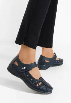 Balerini dama piele navy Deby imagine