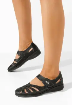 Balerini piele negri Parina imagine