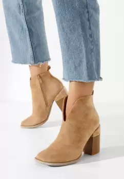 Botine cu toc gros Beires kaki imagine