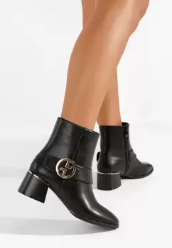 Botine cu toc gros Briela negre imagine