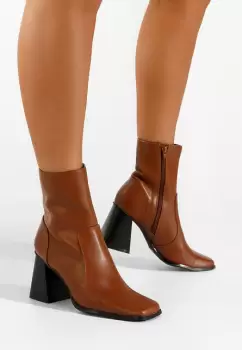 Botine cu toc gros camel Augustina imagine