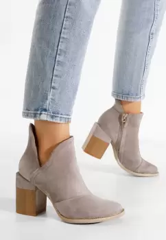 Botine cu toc gros Condesa gri imagine