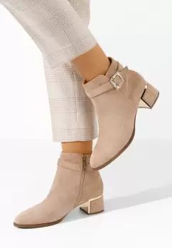 Botine cu toc gros Freina kaki imagine