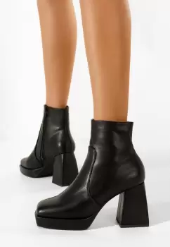 Botine cu toc gros negre Cabrese imagine