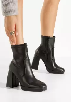 Botine cu toc gros Paloma negre imagine