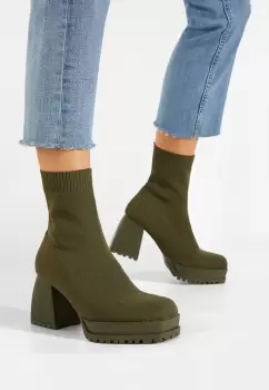 Botine cu toc gros verzi Azuda imagine