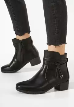 Botine cu toc mic negre Caserta imagine