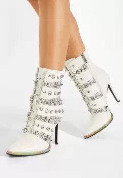 Botine elegante albe Aprilia imagine