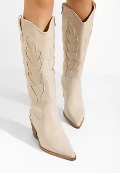 Cizme cowboy dama Adonia bej imagine