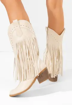 Cizme cowboy dama Giselia bej imagine