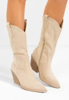 Cizme cowboy dama Jena bej imagine