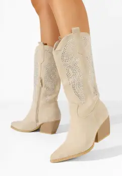 Cizme cowboy dama Tanassie bej imagine