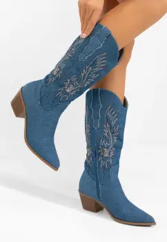 Cizme cowboy dama Tivaria denim imagine