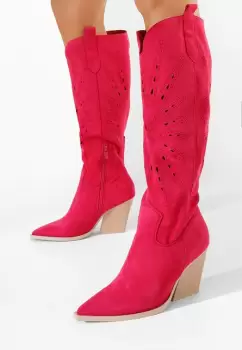 Cizme cowboy de toamna Ledora fucsia imagine