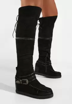 Cizme cu platforma ascunsa negre Cajiz imagine