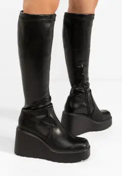Cizme cu platforma Rozalin negre imagine