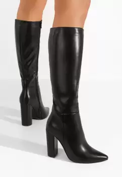 Cizme cu toc gros Alyndra bej imagine