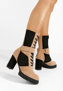 Cizme cu toc gros Kallava kaki imagine