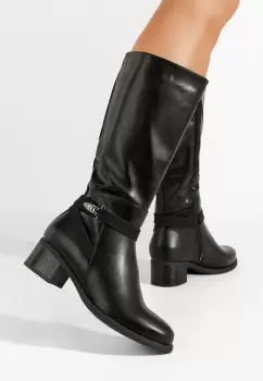 Cizme cu toc gros Meilida maro imagine