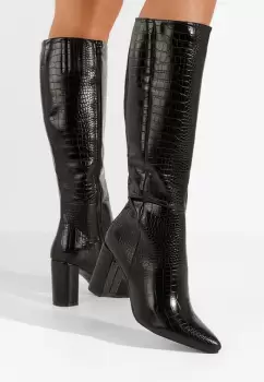 Cizme cu toc gros Serindia bej imagine