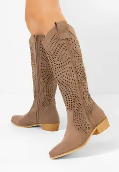 Cizme cu toc mic Lunaris kaki imagine