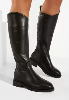 Cizme cu toc mic negre Braga imagine