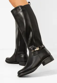 Cizme cu toc mic Selmira negre imagine