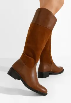 Cizme cu toc mic Yrina camel imagine