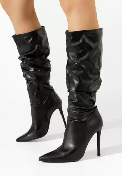 Cizme cu toc subtire Axendra negre imagine