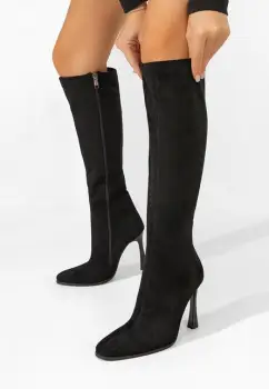 Cizme cu toc subtire Glynda negre imagine