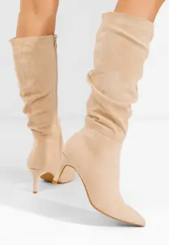 Cizme cu toc subtire Melena bej imagine