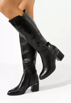 Cizme dama elegante cu toc Mirra bej imagine