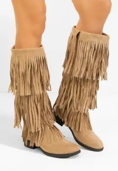 Cizme dama fara toc Eriora kaki imagine