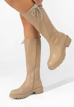 Cizme dama fara toc Johnetta kaki imagine