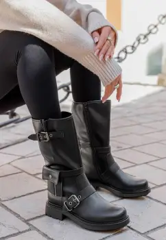 Cizme dama fara toc Kalira negre imagine